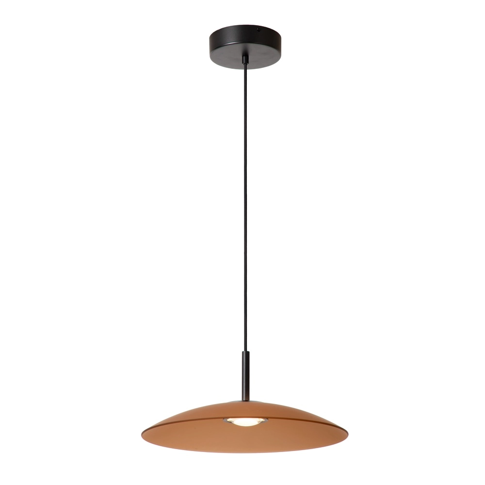 Sleek pendant lamp Menga Ø 40cm amber glass