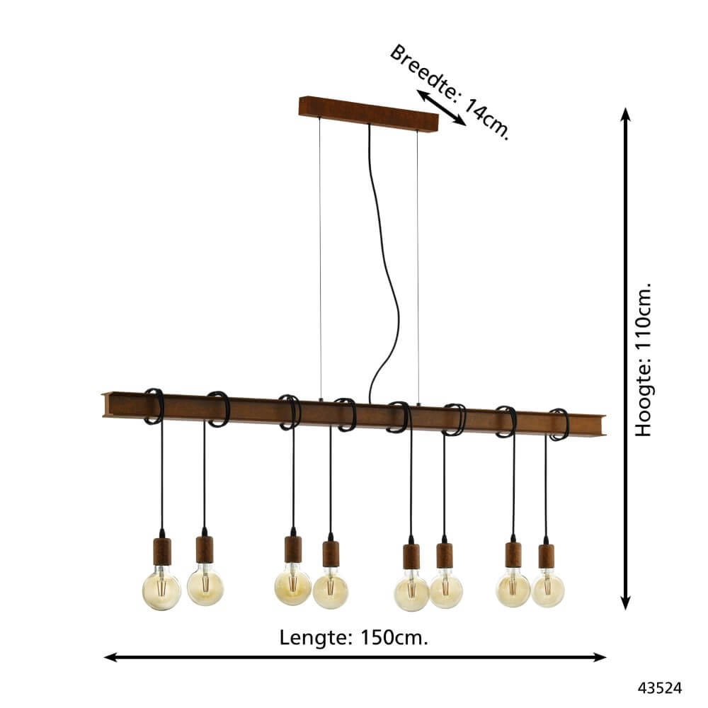 Dining room pendant lamp Townshend 4 Rusty brown Eglo 9002759435240