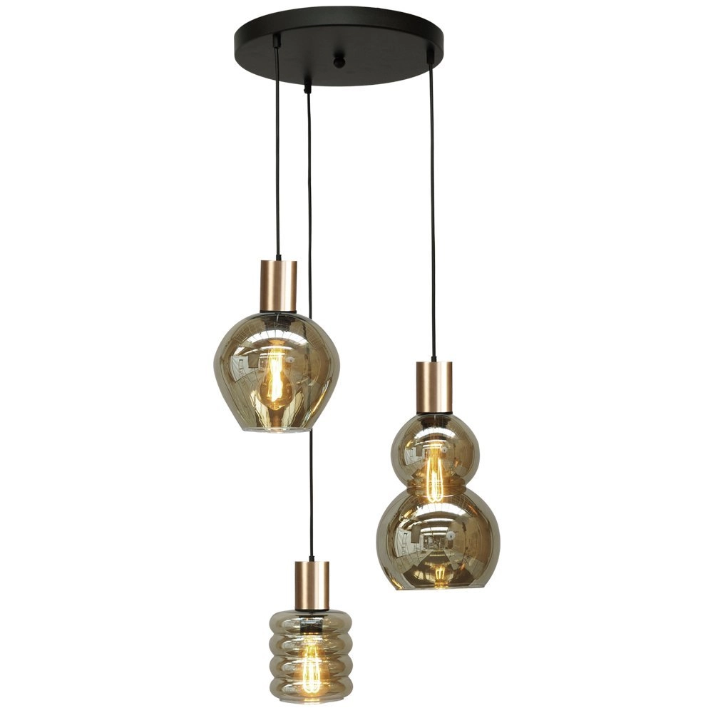 Black hanging lamp with gold Bounty 4-light curiosities