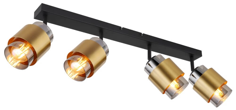 Ceiling light Milley black with gold 4-light