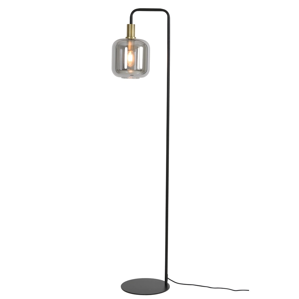 Floor lamp Lekar with smoke glass and gold Light & Living 8717807601430