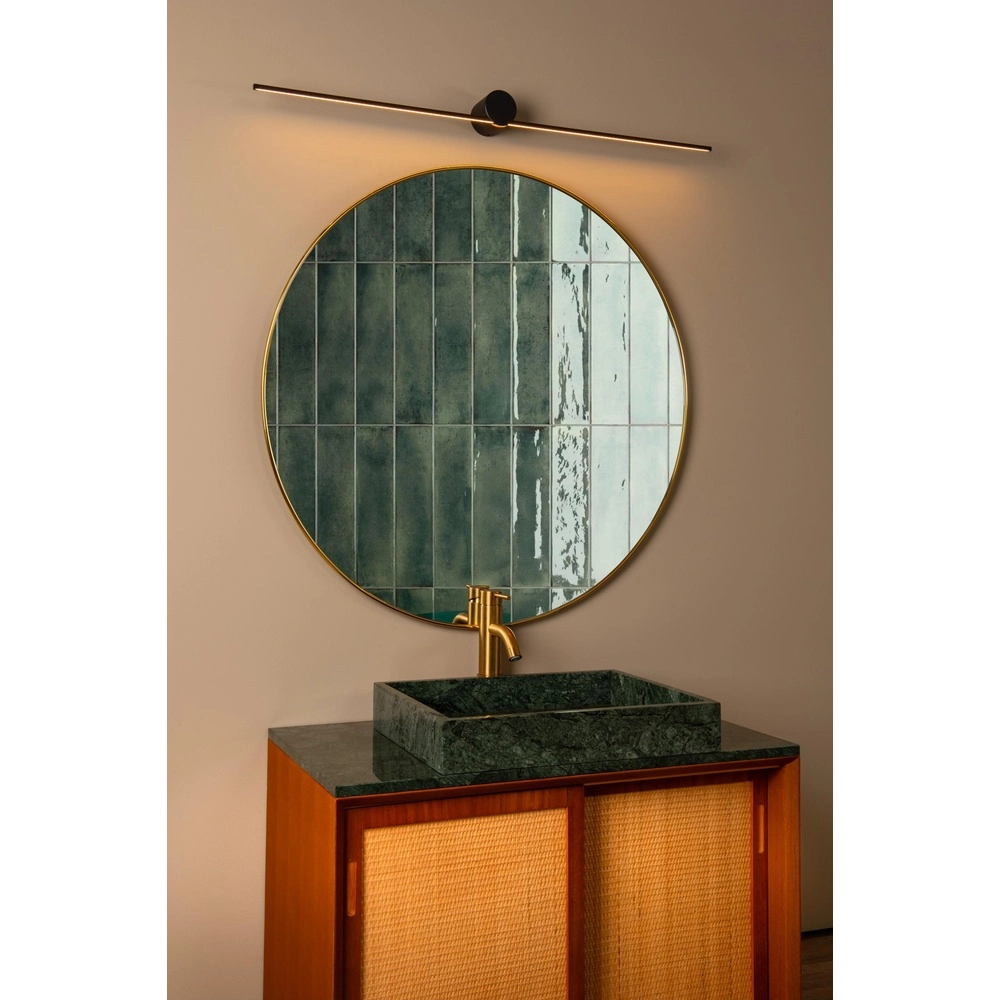 Sleek bathroom wall lamp Mizar IP44 90cm black Lucide 5411212126931