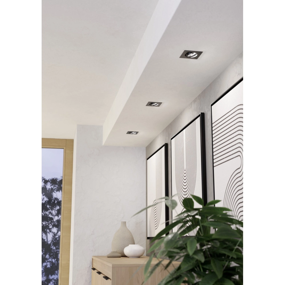Set of 3 recessed spotlights Saliceto square black 4.8W Eglo 9008606358847