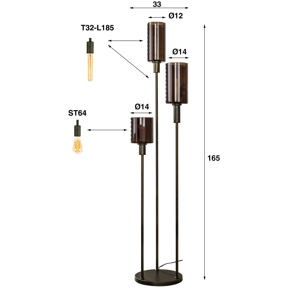 Floor lamp Sepiora Sienna brown - dark glass Lyora 8716803513440