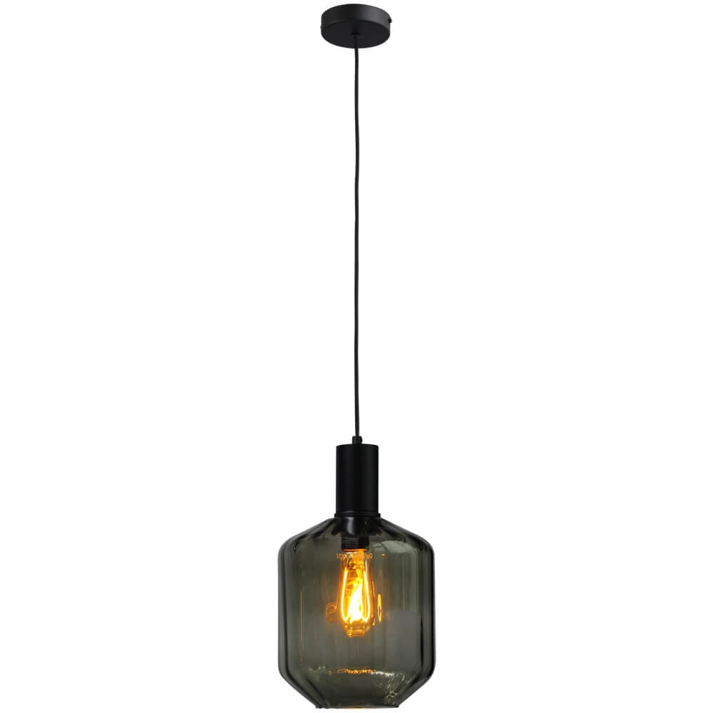 Hanging lamp black Porto with Jagger green glass - Ø 19cm Masterlight 8718121269344