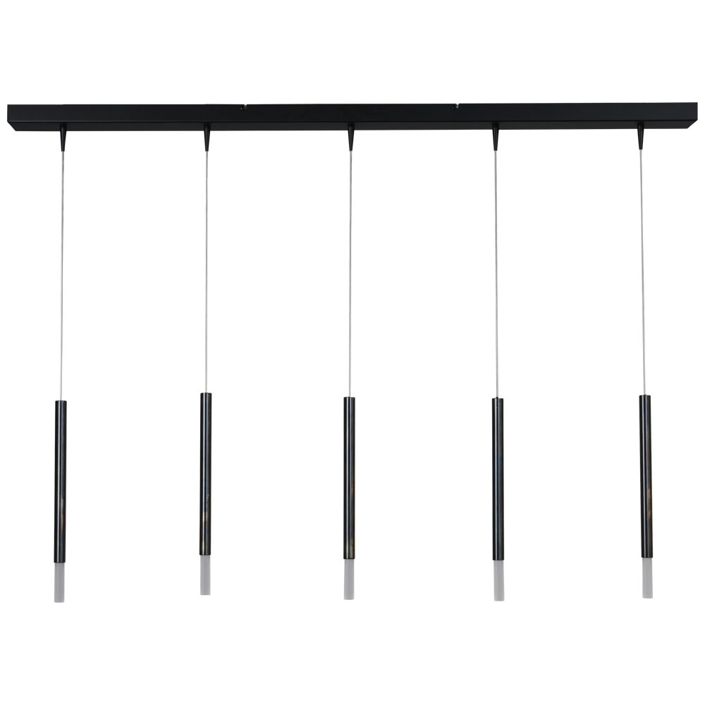 Black dining table hanging lamp Flute 5-light design cylinders