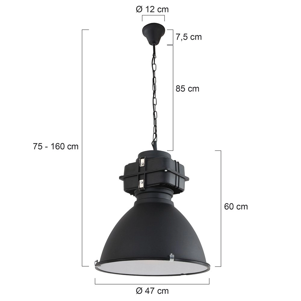 Country Pendant Lamp Fender 47cm black Steinhauer 8712746108477