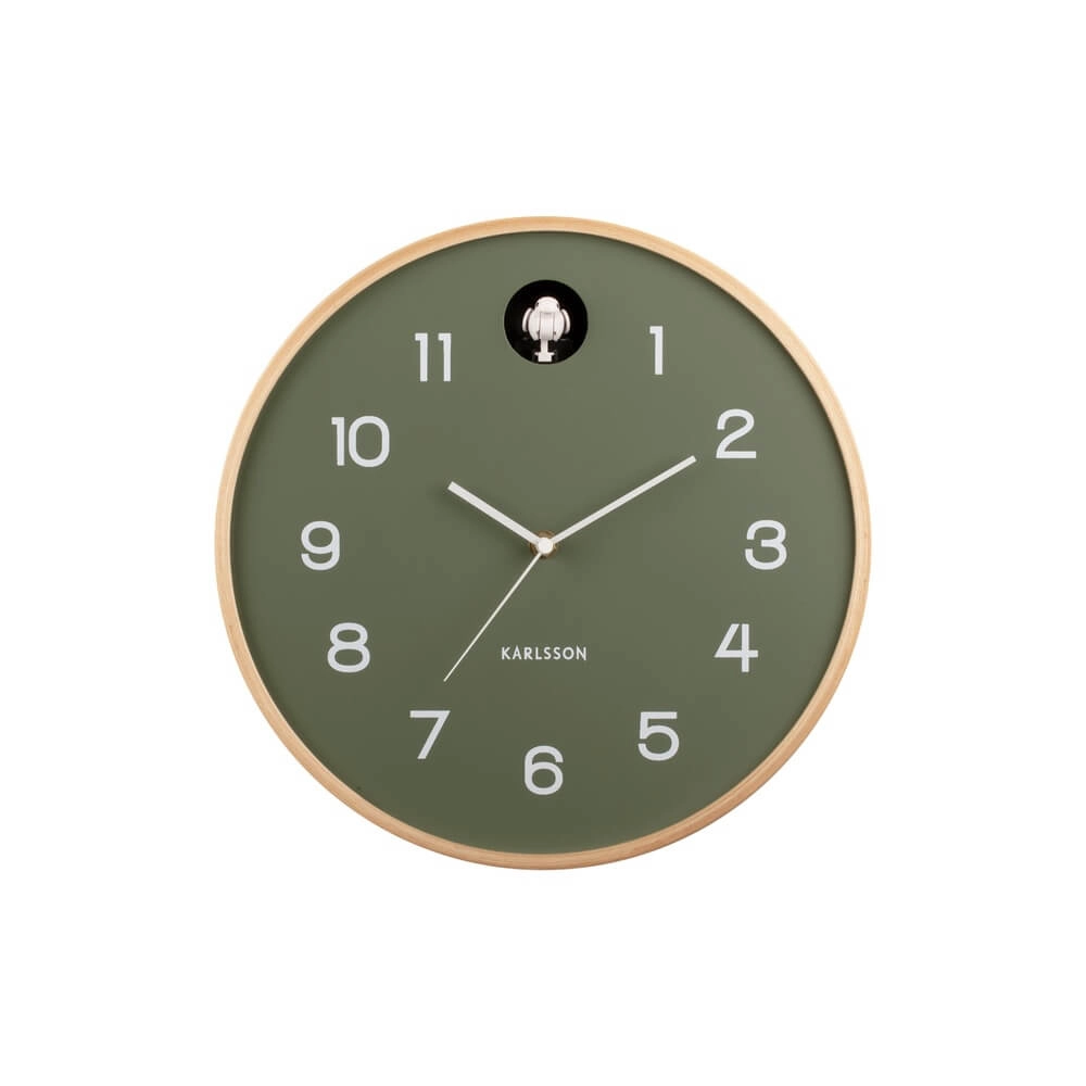 Wall Clock Natural Cuckoo green - Ø 31,5cm