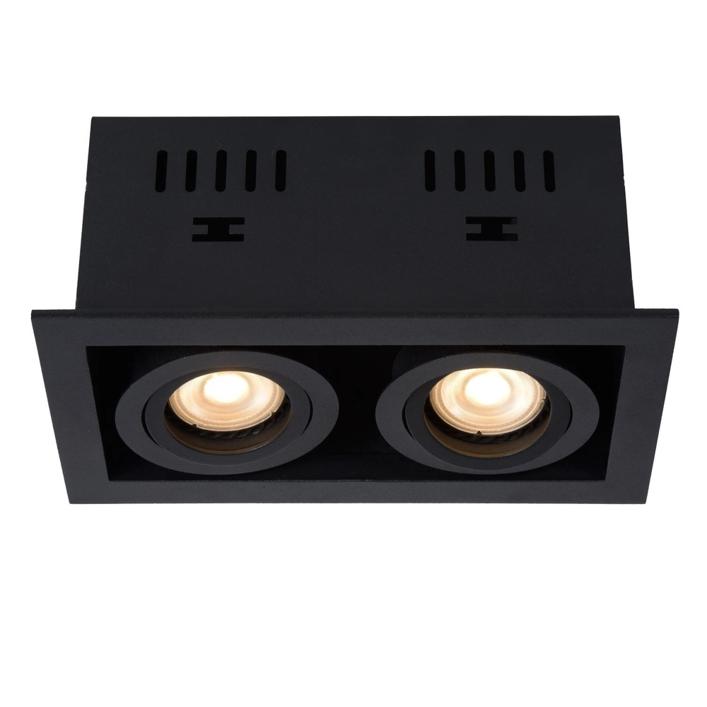 Rectangular recessed spotlight Chimney Double Black Lucide 5411212092267