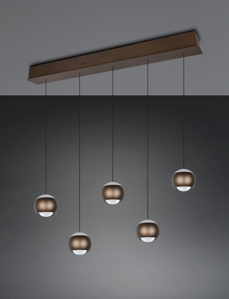 5-light LED pendant light Orbit Dining Table - Platinum Brown Trio 4017807686593