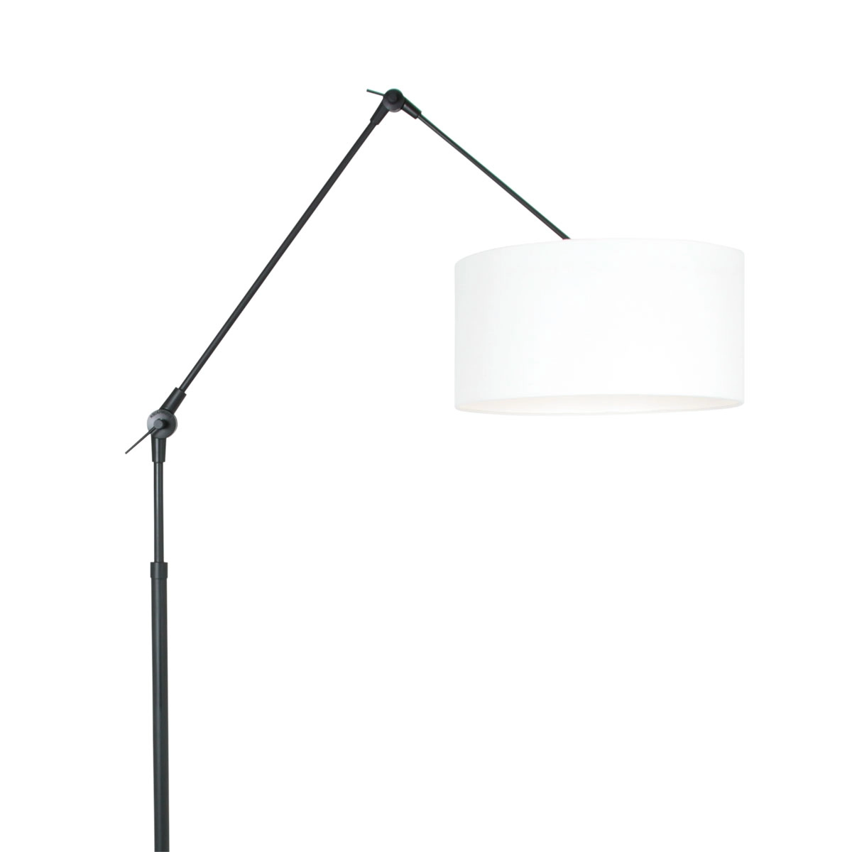 Floor Reading Lamp Prestige Chic black with 40cm white linen lampshade Steinhauer 8712746145847
