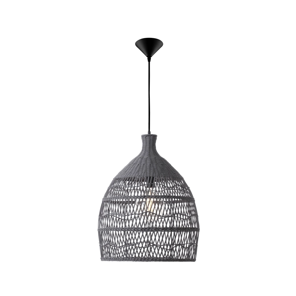 Grey pendant lamp Destin rattan Ø 42cm Lyora 5212017416681