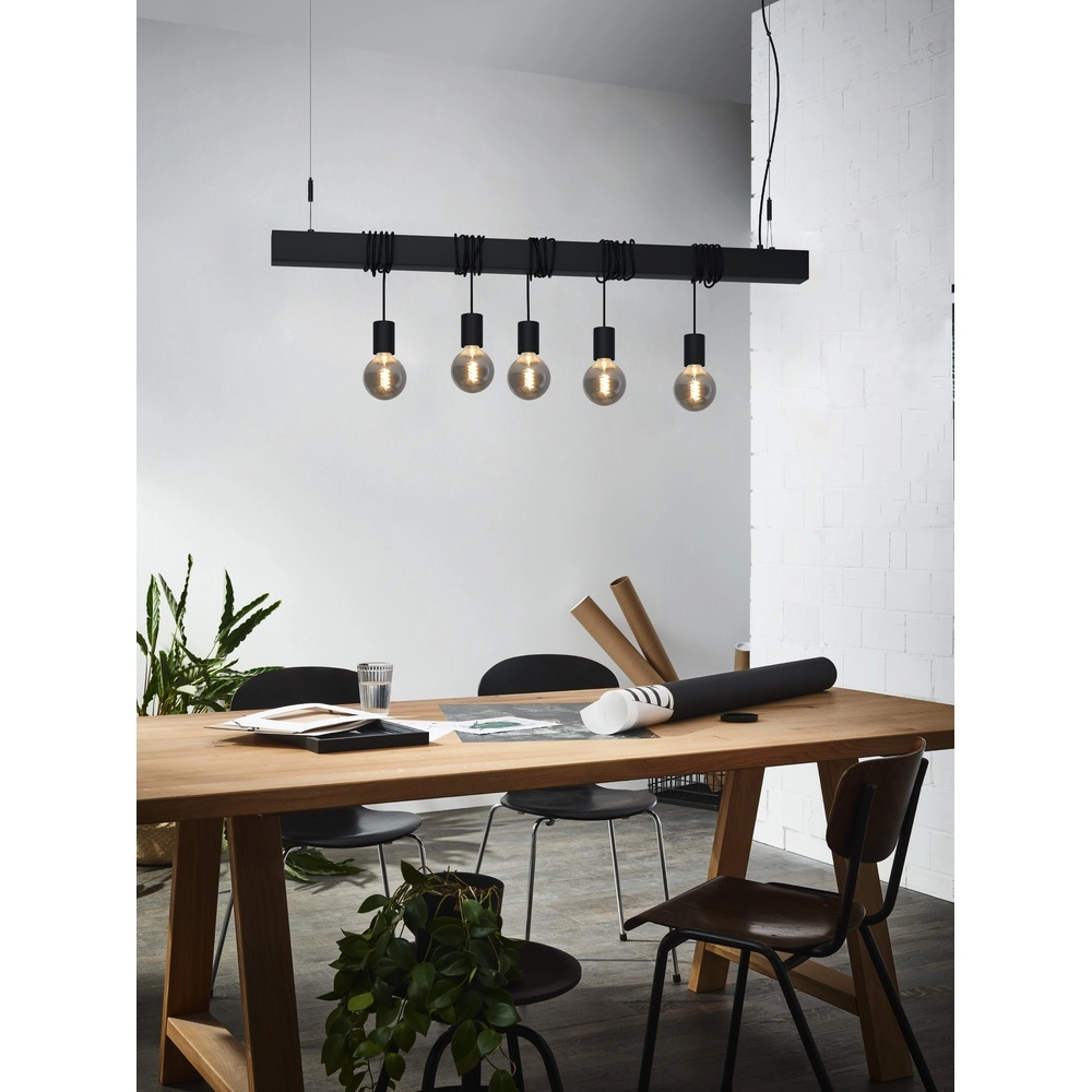 5-light pendant lamp Townshend-B black - dining table Eglo 9002759399375