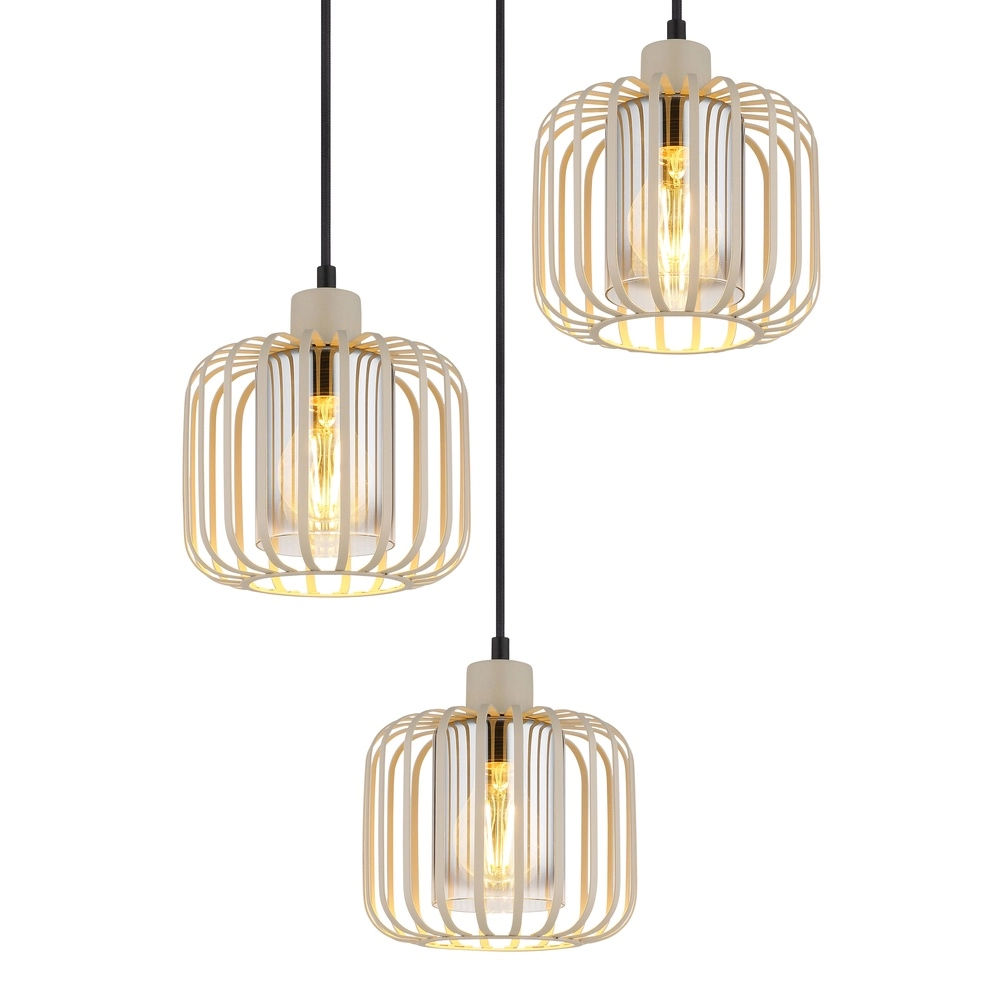 3-light pendant lamp Alfred round sand brown Globo 9007371531615