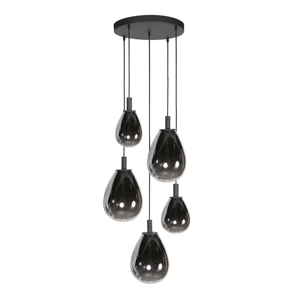 Pendant lamp Glimsy 5-light black round Steinhauer 8712746177961