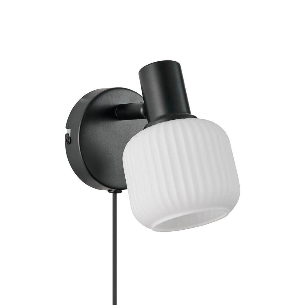 Black wall lamp Milford with white Nordlux 5704924018688