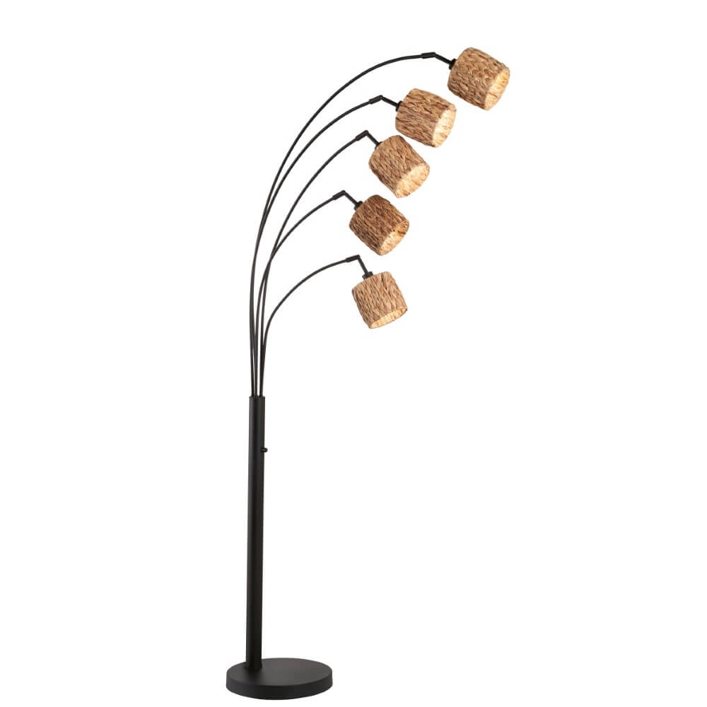 Arc lamp Hyazinthe rattan 5-light