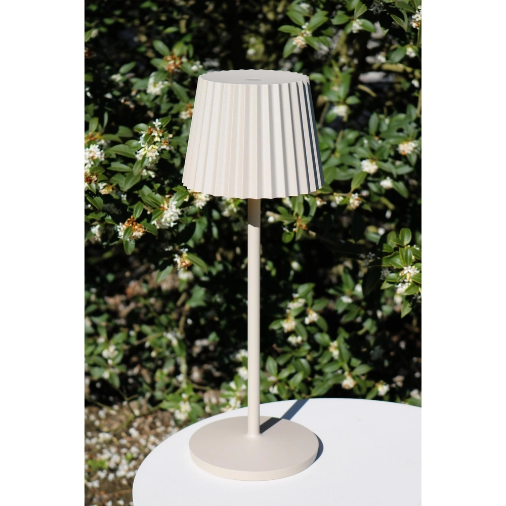 Rechargeable table lamp Justine Sand brown with charging station Lucide 5411212272232