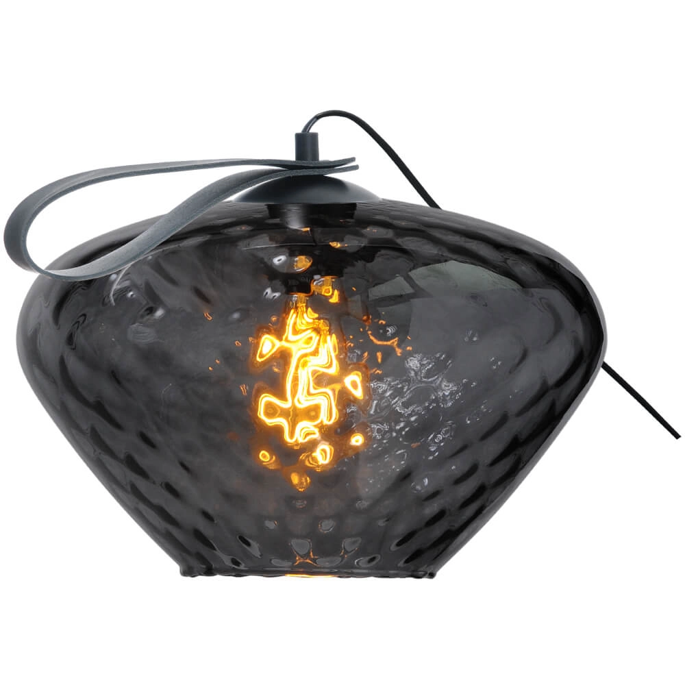 Table lamp Porto Carry with Blossom smoke glass