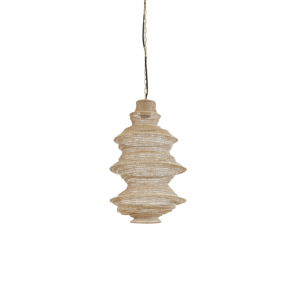 Metal net pendant lamp Nakisha Ø 31cm - sand