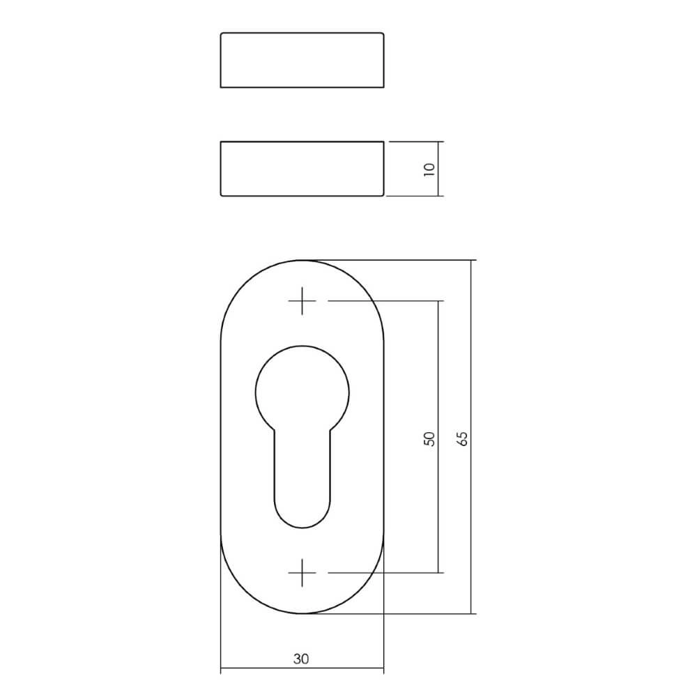 Set of 2 Cylinder Rosettes Tira oval stainless steel 10mm Intersteel 8714186635391