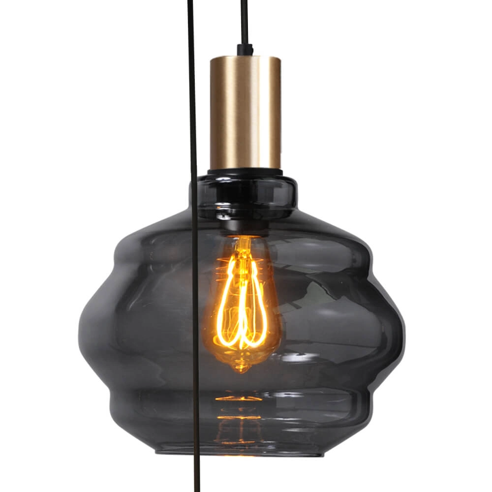 5-light loft hanging lamp - gold - Porto with different glasses Masterlight 8718121271255