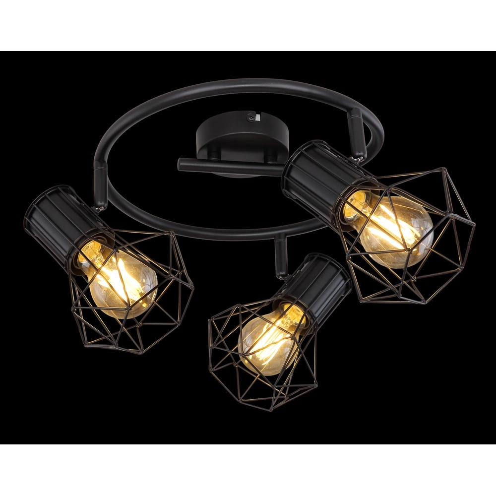Round ceiling lamp Priska 3-light black Globo 9007371403172