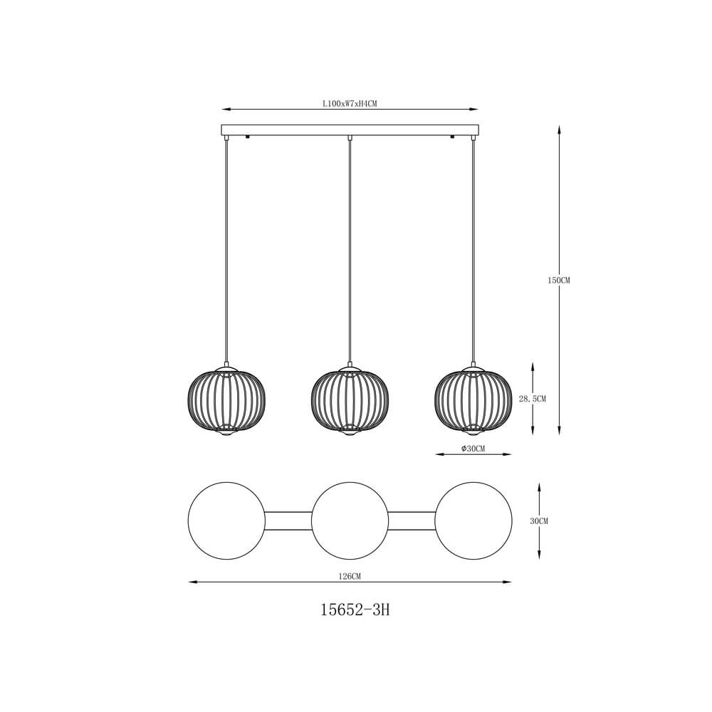 Black pendant lamp Galway 3-light cage Globo 9007371462339