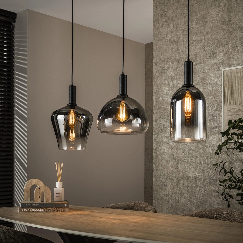 Glass Dining Table Lamp Zenith 3x smoke glass
