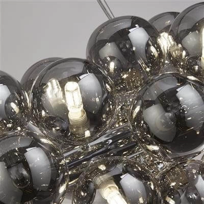 Pendant Lamp Glass Berry Globe 25-light black with smoke glass Searchlight 5053423188614