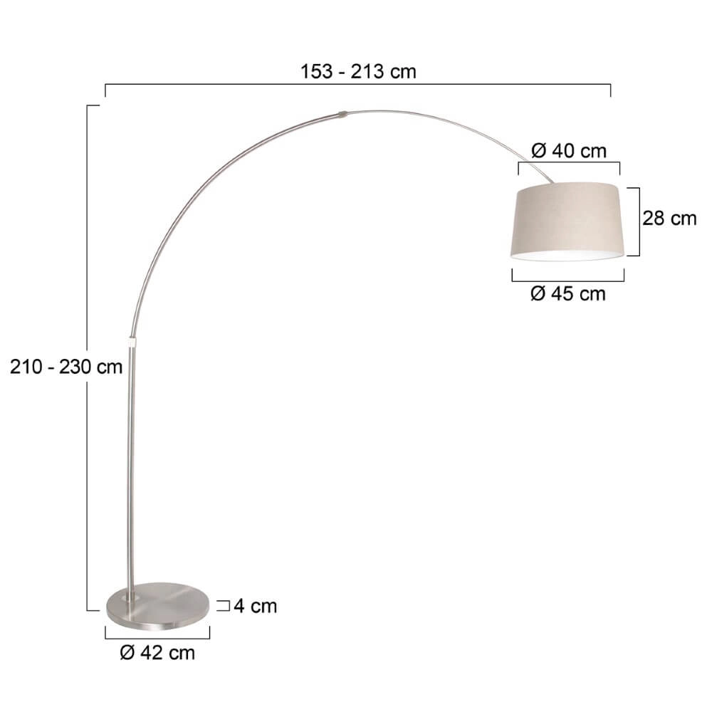 Arc lamp Gramineus gray with taupe lampshade Steinhauer 8712746092868