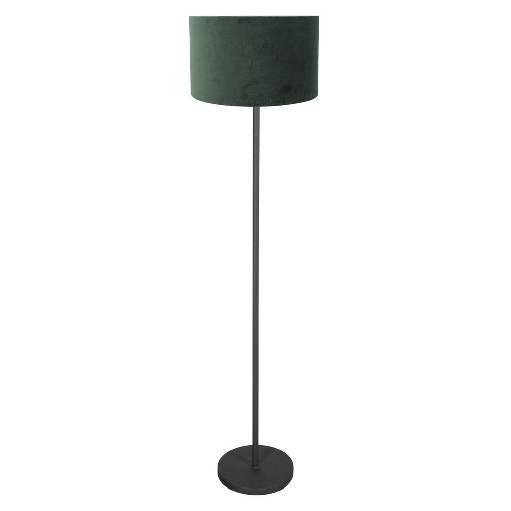 Black floor lamp Noor with green hood