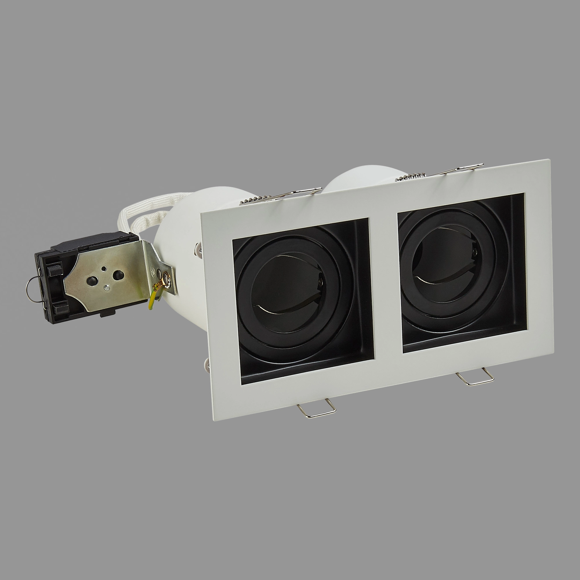Rectangular recessed spotlight Grid 2-light black/white Lyora 5053423307169