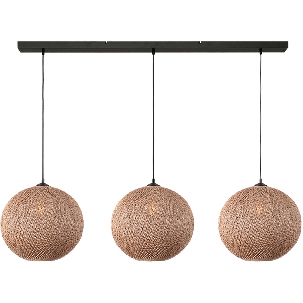 3-light pendant lamp Corda 130cm rattan Ø 40cm