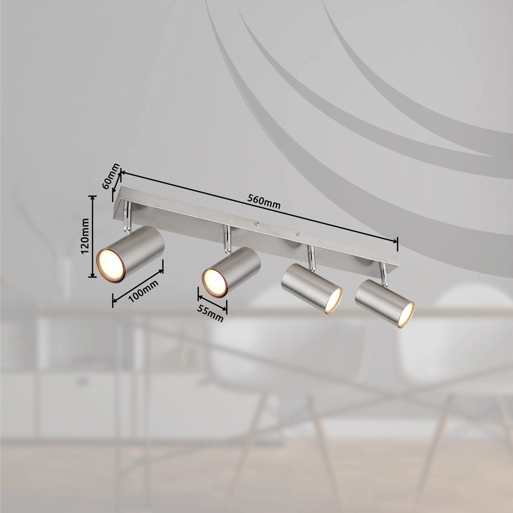 Ceiling lamp 4-lights Robby nickel Globo 9007371433537