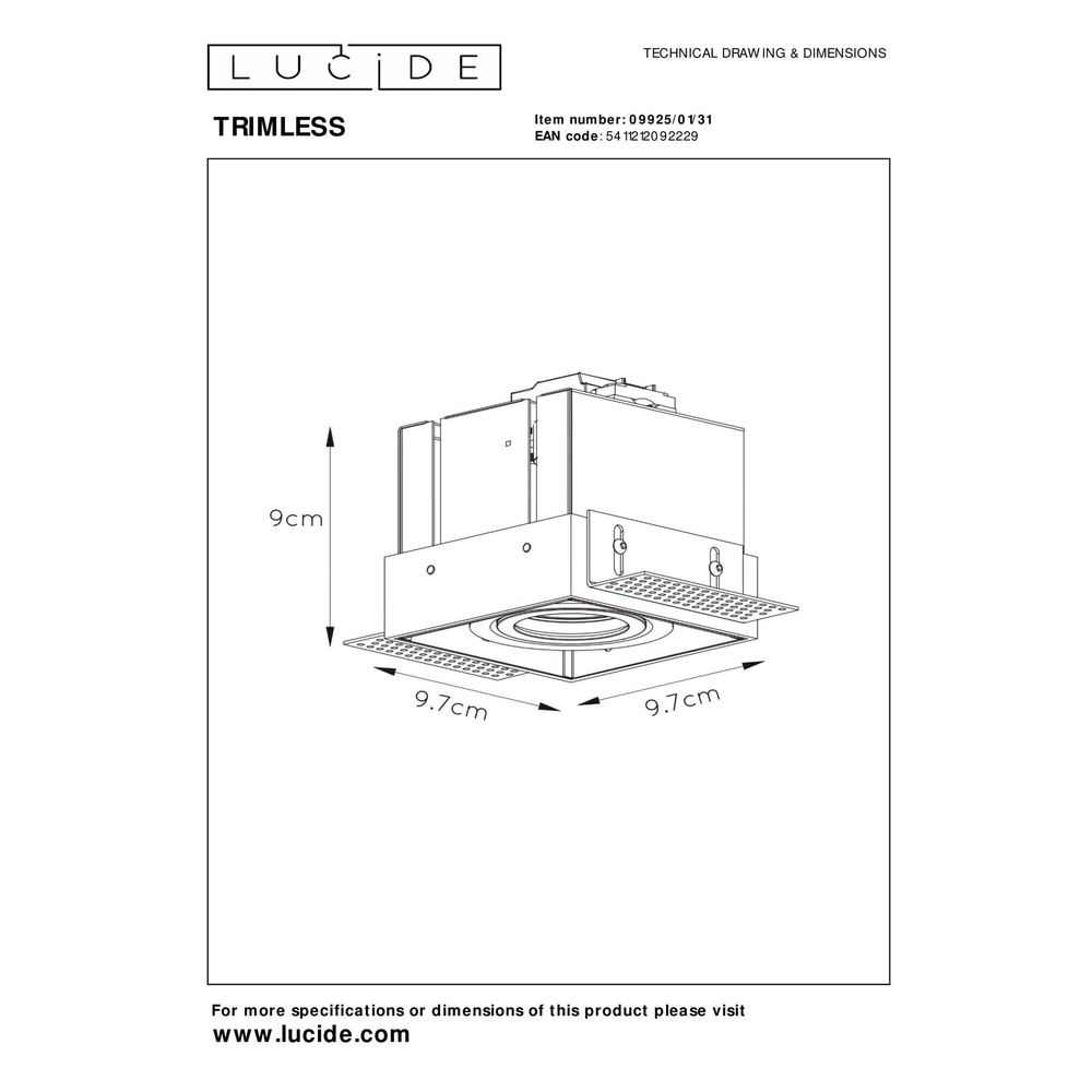 Sleek recessed spotlight Trimless only white Lucide 5411212092229