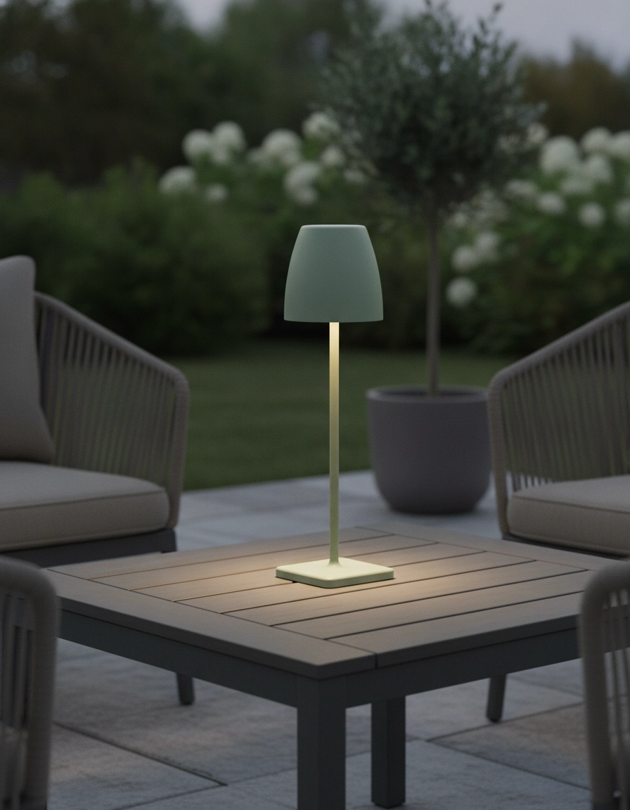 Rechargeable table lamp Colt 38cm olive green