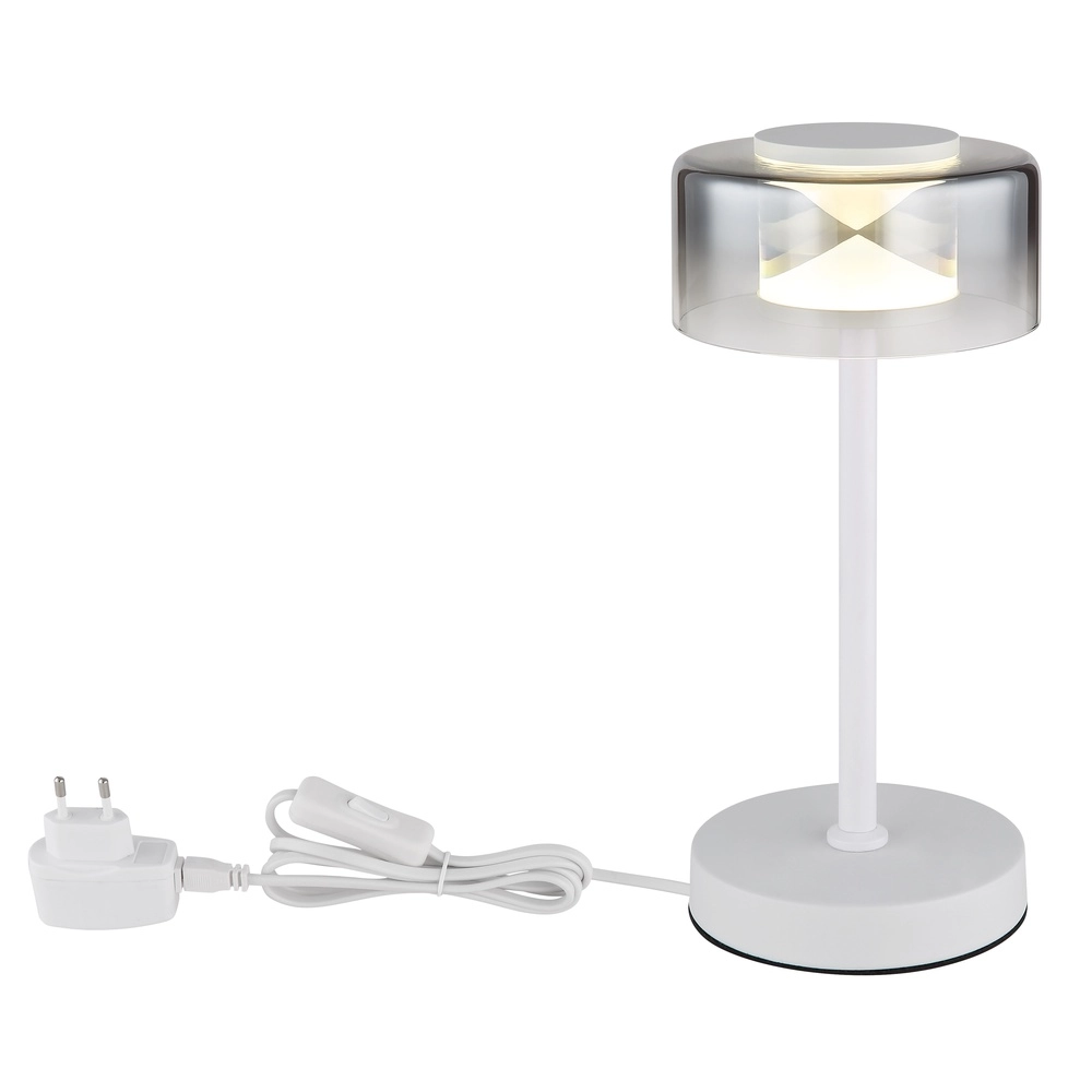 Design table lamp Belinda white with smoke glass Globo 9007371575367