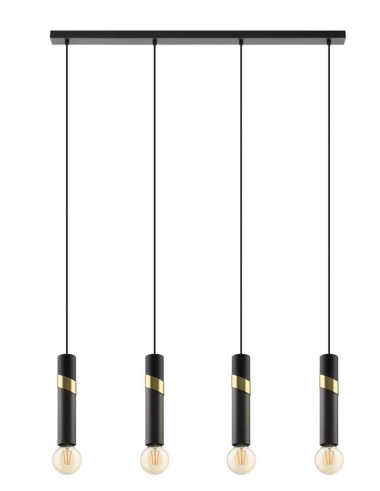 Sleek 4-light pendant Cedral black with gold
