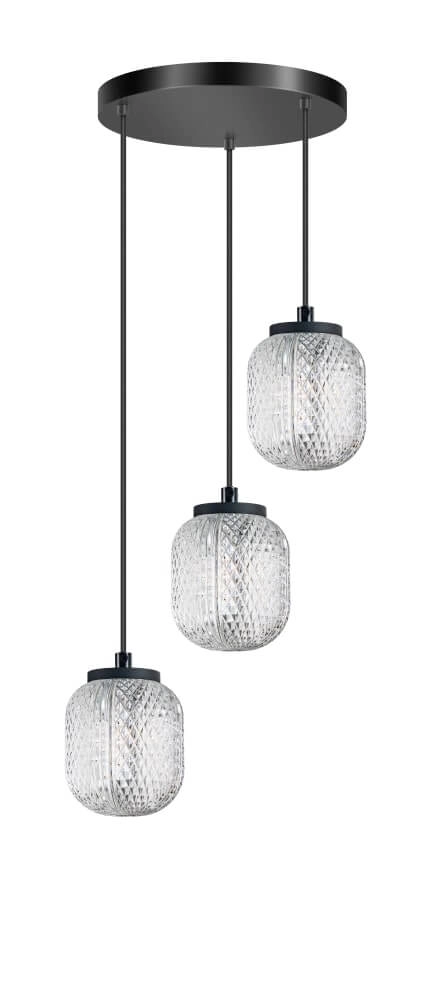 Round pendant lamp Kristel 3-light black
