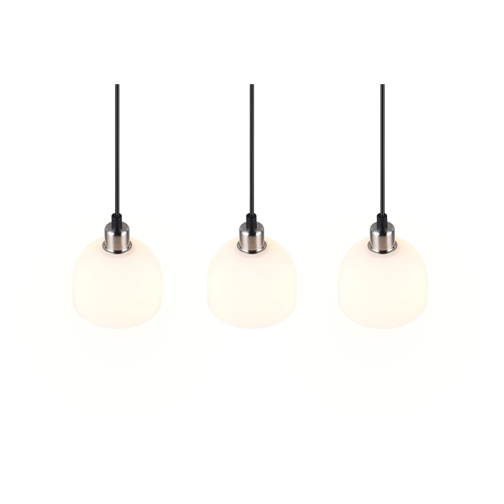 Nickel pendant lamp Molly 3-light white glass Trio 4017807618099