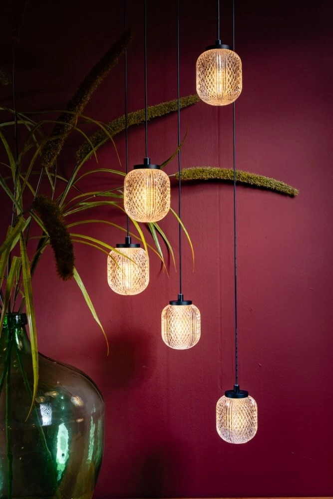 Round pendant lamp Kristel 5-light black ETH 8720195309192