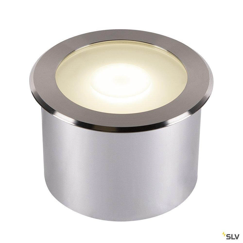Large LED ground spotlight Dasar Flat warm white light