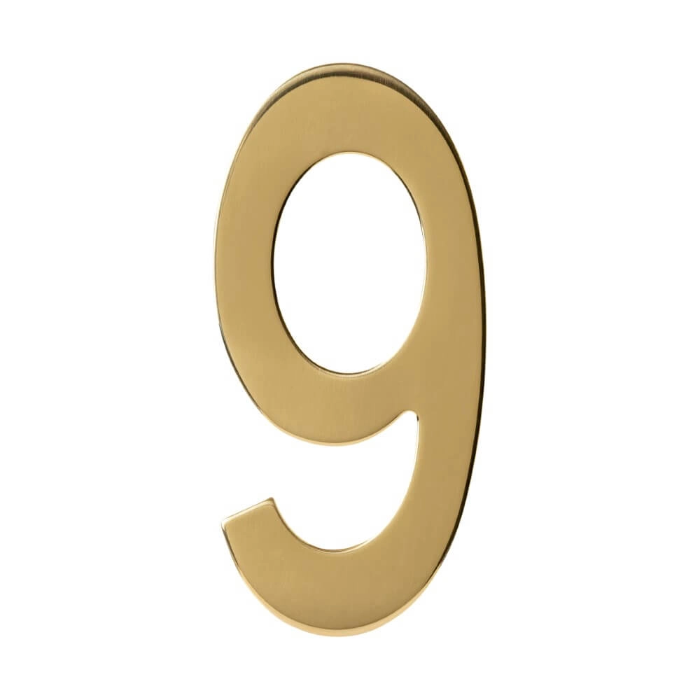 House number 9 Numbra 15cm brass