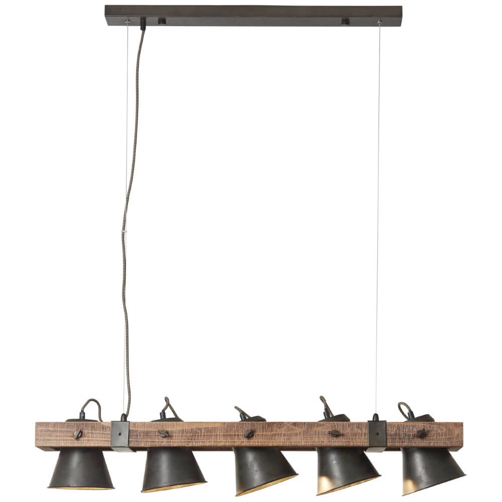 5-light pendant lamp Decca black with brown Brilliant 4004353361494