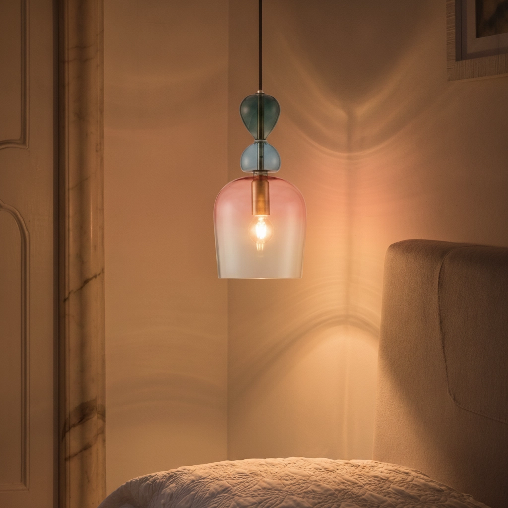 Colored pendant lamp Murano pink
