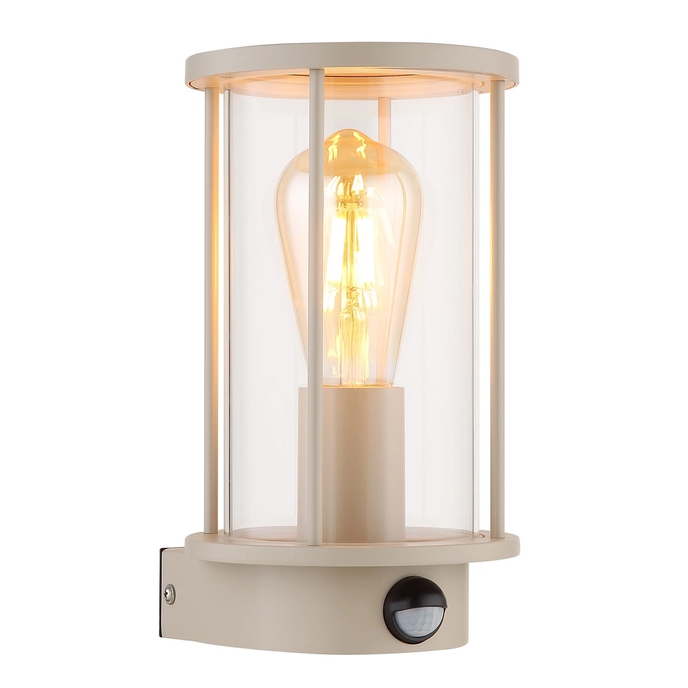 Outdoor wall lamp Gracey with sensor sand brown