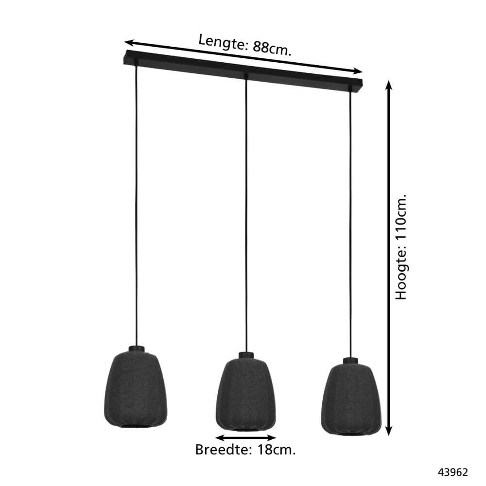 Fabric 3-light pendant lamp Barlaston Eglo 9002759439620