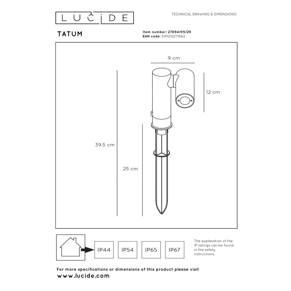 Garden spike spot Tatum anthracite Lucide 5411212271662