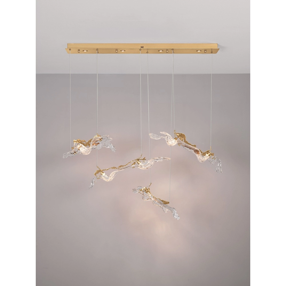 Golden pendant lamp Avesa with clear glass 128cm Lyora 5212063500426